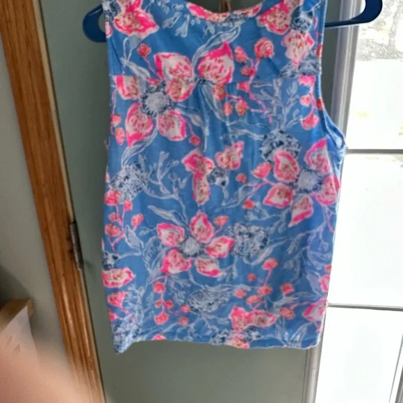 Floral Sleeveless Top - Blue and Pink - Picture 2 of 3